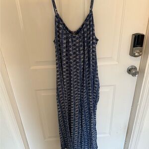 Aerie Blue and Cream Patterned Butterfly Jumpsuit